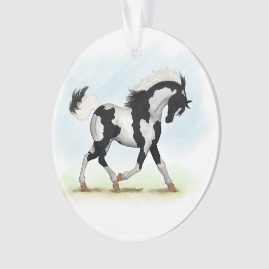 Piebald Overo Pinto Horse Ornament (voorkant)