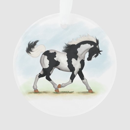 Piebald Overo Pinto Horse Ornament (voorkant)