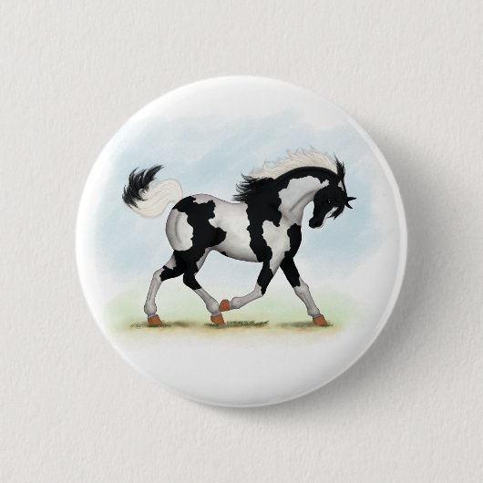 Piebald Overo Pinto Horse Ronde Button 5,7 Cm (Voorkant)