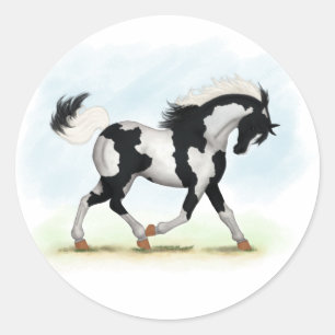 Piebald Overo Pinto Horse Ronde Sticker