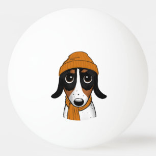 Piebald Teckel Hond met Beanie Pet Pingpongbal