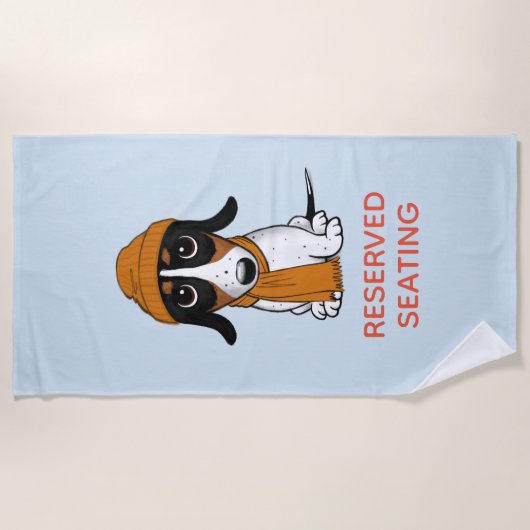 Piebald Teckel Hond met Pet en aangepaste tekst Strandlaken (Voorkant)