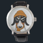 Piebald Teckel Schattige Hipster Hondenhorloge Horloge<br><div class="desc">Dit Piebald Dachshund polshorloge is verkrijgbaar in verschillende stijlen voor mannen,  vrouwen en kinderen. Een coole mode accessoire die een geweldig cadeau is voor Doxie-liefhebbers. Bezoek Jenn's Doodle World voor veel meer stijlvolle hondenrassen horloges.</div>