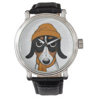 Piebald Teckel Schattige Hipster Hondenhorloge