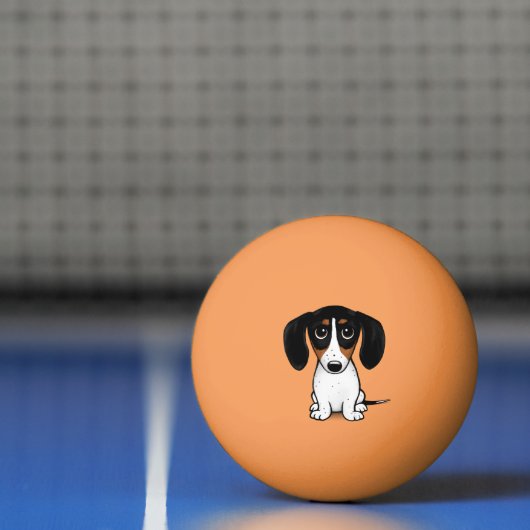 Piebald Teckel Schattigee Cartoon Dog Ping Pong Ba Pingpongbal (Net)