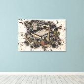 Piece Hall & Square Church-spits, Halifax Art Canvas Afdruk (Insitu (Houten vloer))