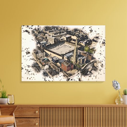 Piece Hall & Square Church-spits, Halifax Art Canvas Afdruk (Insitu (Woonkamer))