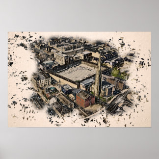 Piece Hall & Square Church-spits, Halifax Kunst Poster