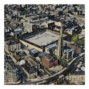 Piece Hall & Square Church-toren, Halifax Art Perfect Poster
