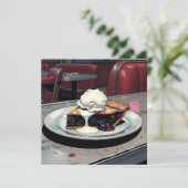 Piece of Blueberry Pie and Vanilla Ice Cream Blank Kaart (Staand voorkant)