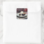 Piece of Blueberry Pie and Vanilla Ice Cream Vierkante Sticker (Tas)