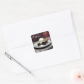 Piece of Blueberry Pie and Vanilla Ice Cream Vierkante Sticker (Envelop)
