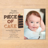 Piece of Cake Invite 1st First Birthday Photo Acryl Uitnodigingen (Voorkant)