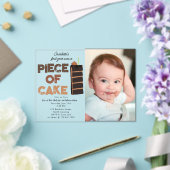 Piece of Cake Invite 1st First Birthday Photo Acryl Uitnodigingen (Insitu (Huwelijk))