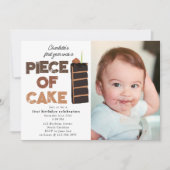 Piece of Cake Invite 1st  First Birthday Photo Kaart (Voorkant)