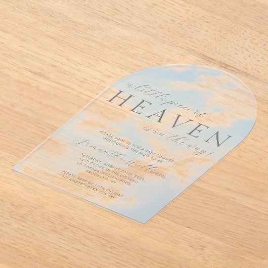 Piece of Heaven Baby shower Acryluitnodiging Acryl Uitnodigingen (Laagn)