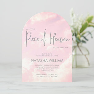 Piece of Heaven Pink Clouds Baby shower Uitnodigin Kaart