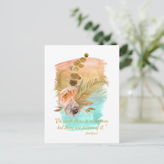 Pieces of Heaven Quote Boho Flowers Briefkaart (Staand voorkant)