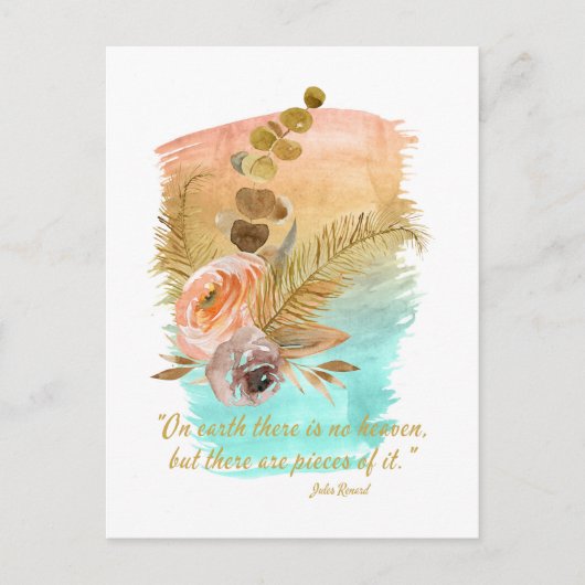 Pieces of Heaven Quote Boho Flowers  Briefkaart (Voorkant)