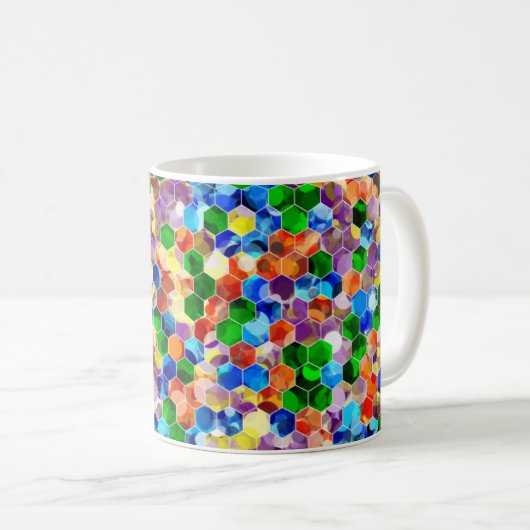 Piecewise Verticale hexagons Dot 11oz Mok (Voorkant rechts)
