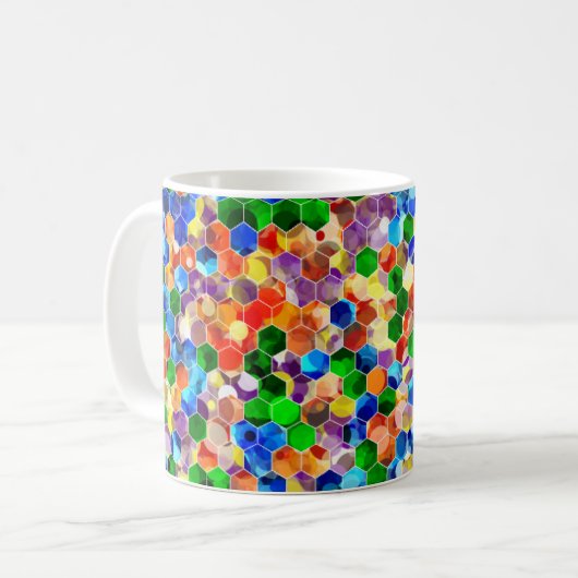 Piecewise Verticale hexagons Dot 11oz Mok (Voorkant links)