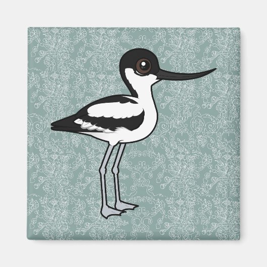 Pied Avocet Schattigee vogelbare Cartoon Bird Magneet (Voorkant)