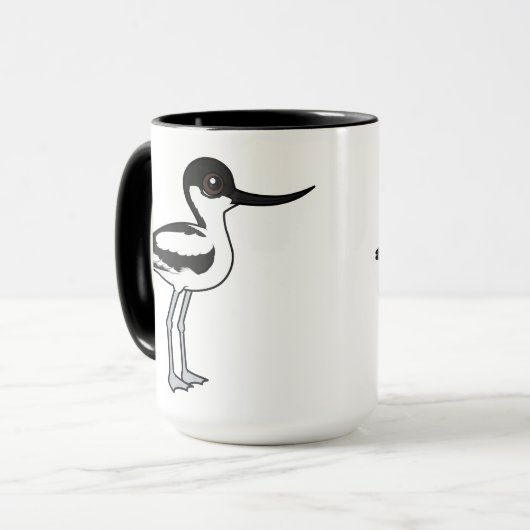 Pied Avocet Schattigee vogelbare Cartoon Bird Mok (Voorkant links)