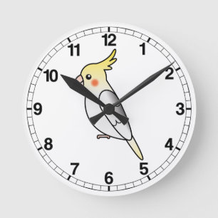 Pied Cartoon Kaketoe Papegaai Vogel Ronde Klok