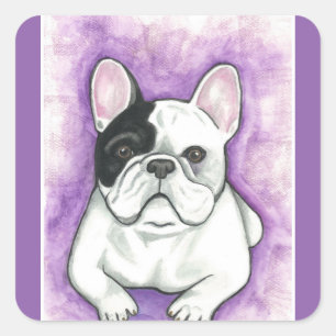 Pied Franse Bulldog paarse stickers