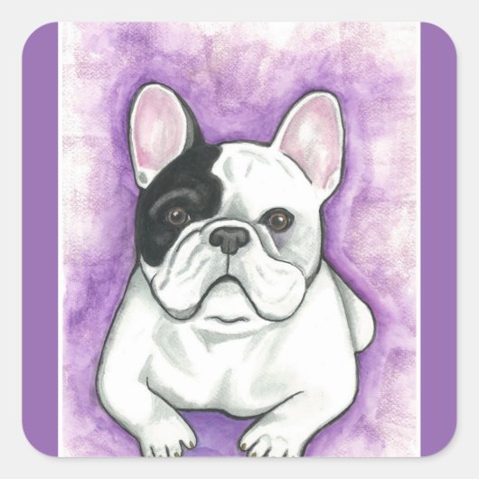 Pied Franse Bulldog paarse stickers (Voorkant)