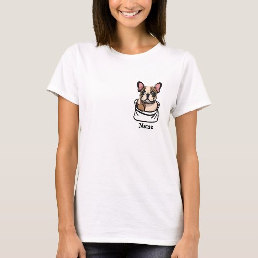 Pied French Bull Dog in je zak T-shirt (Voorkant)