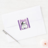 Pied French Bulldog paarse stickers (Envelop)