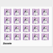 Pied French Bulldog paarse stickers (Vel)