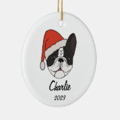 Pied Frenchie Santa Hoed Kerstmis Ornament (Rechts)