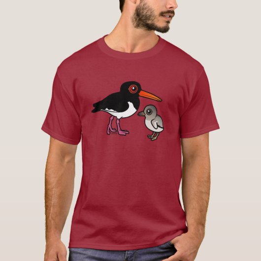 Pied Oystercatcher met chick T-shirt (Voorkant)