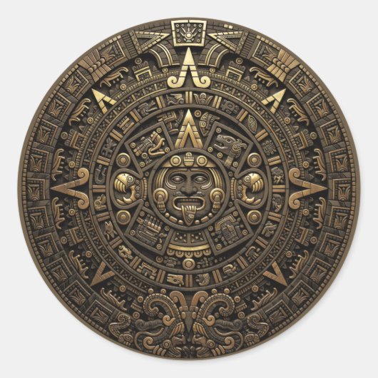 Piedra del Sol Azteca Ronde Sticker (Voorkant)