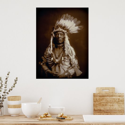 PIEGAN BLACKFEET MAN WEASEL TAIL 1900 POSTER (Keuken)