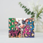 Piek A Boo Koe Hallo Briefkaart (Staand voorkant)