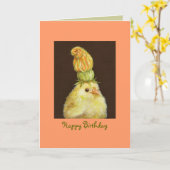 piek met een pet met een pompoen bloesem kaart (Gele Bloem)