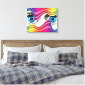 Piek van achter de regenboog canvas afdruk (Insitu (Slaapkamer))