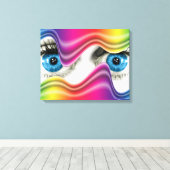 Piek van achter de regenboog canvas afdruk (Insitu (Houten vloer))