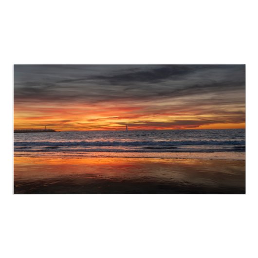 Piek Zonsondergang - Marina Del Rey, CA Foto Afdruk (Voorkant)