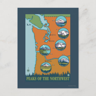 Pieken in het noordwesten - 5 verschillende bergen briefkaart