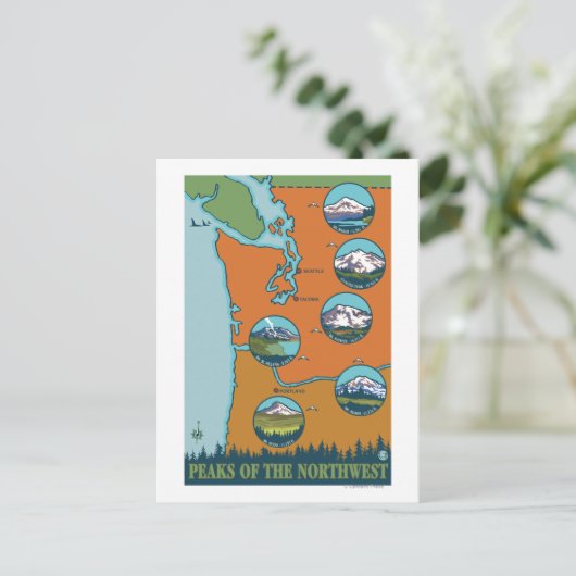 Pieken in het noordwesten - 5 verschillende bergen briefkaart (Staand voorkant)