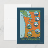 Pieken in het noordwesten - 5 verschillende bergen briefkaart (Voorkant / Achterkant)