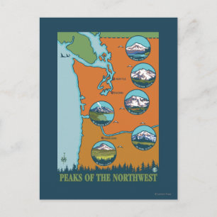 Pieken in het noordwesten - 5 verschillende bergen briefkaart