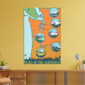 Pieken in het noordwesten - 5 verschillende bergen canvas afdruk (Insitu (Woonkamer))