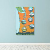 Pieken in het noordwesten - 5 verschillende bergen canvas afdruk (Insitu (Houten vloer))