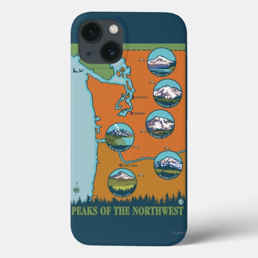 Pieken in het noordwesten - 5 verschillende bergen Case-Mate iPhone case (Achterkant)