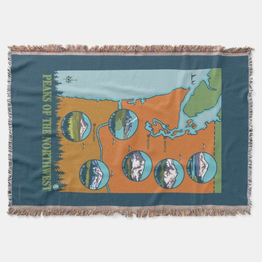 Pieken in het noordwesten - 5 verschillende bergen deken (Voorkant)